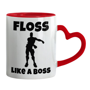 Fortnite Floss Like a Boss, Mug heart red handle, ceramic, 330ml
