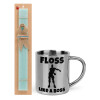 Easter Set, metallic thermal cup (300ml) & aromatic flat Easter candle (30cm) (TURQUOISE)