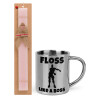 Easter Set, metallic thermal cup (300ml) & aromatic flat Easter candle (30cm) (PINK)