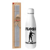 Easter Set, metallic stainless thermos bottle (500ml) & scented flat Easter candle (30cm) (GRAY)