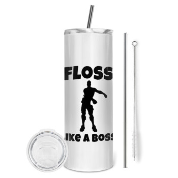 Fortnite Floss Like a Boss, Eco friendly stainless steel tumbler 600ml, with metal straw & cleaning brush