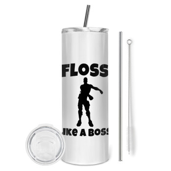 Fortnite Floss Like a Boss, Tumbler stainless steel 600ml, with metal straw & cleaning brush