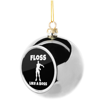 Fortnite Floss Like a Boss, Χριστουγεννιάτικη μπάλα δένδρου Ασημένια 8cm