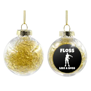 Fortnite Floss Like a Boss, Transparent Christmas tree ball ornament with gold filling 8cm
