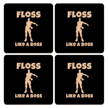 Fortnite Floss Like a Boss, ΣΕΤ x4 Σουβέρ ξύλινα τετράγωνα plywood (9cm)