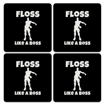 Fortnite Floss Like a Boss, ΣΕΤ 4 Σουβέρ ξύλινα τετράγωνα (9cm)