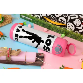 Fortnite Floss Like a Boss, Easter candle, Childrens hot water bottle, stainless steel, with safety straw, PINK (500ml)