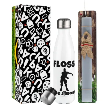 Fortnite Floss Like a Boss, Easter candle, metallic white thermos bottle (500ml) & aromatic flat candle (30cm) (GRAY)