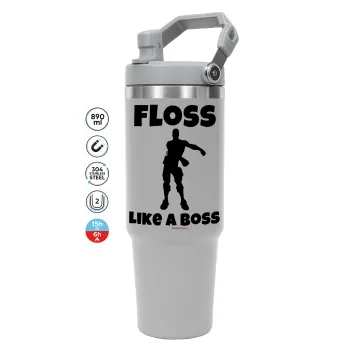 Fortnite Floss Like a Boss, ΓΚΡΙ χρώματος Θερμός Ανοξείδωτο 890ml (30oz) με χερούλι