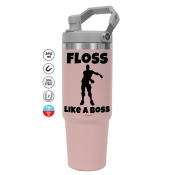 Fortnite Floss Like a Boss, ΡΟΖ χρώματος Θερμός Ανοξείδωτο 890ml (30oz) με χερούλι