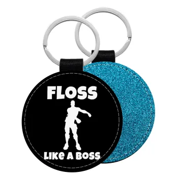 Fortnite Floss Like a Boss, Μπρελόκ Δερματίνη, στρογγυλό ΜΠΛΕ (5cm)