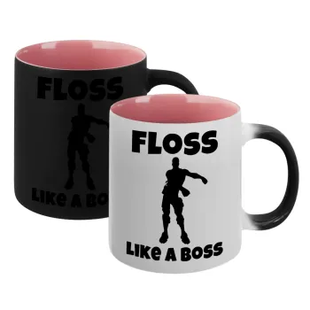Fortnite Floss Like a Boss, Κούπα Μαγική εσωτερικό ΡΟΖ, κεραμική 330ml που αλλάζει χρώμα με το ζεστό ρόφημα