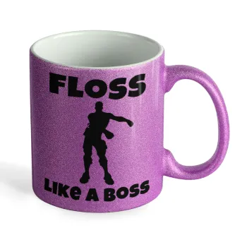 Fortnite Floss Like a Boss, Κούπα Μωβ Glitter που γυαλίζει, κεραμική, 330ml