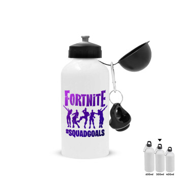 Fortnite #squadgoals, Metal water bottle, White, aluminum 500ml