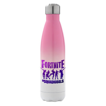 Fortnite #squadgoals, Metal mug thermos Pink/White (Stainless steel), double wall, 500ml