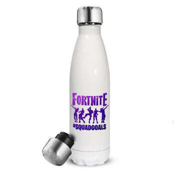 Fortnite #squadgoals, Metal mug thermos White (Stainless steel), double wall, 500ml