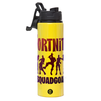 Fortnite #squadgoals, Metallic water bottle with safety lid, 850ml aluminum