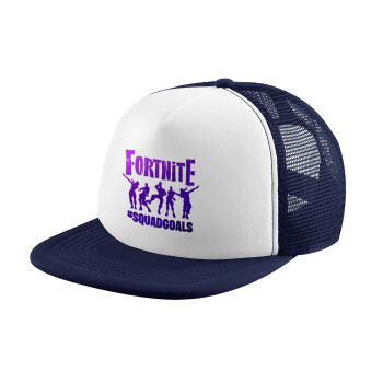 Fortnite #squadgoals, Καπέλο Soft Trucker με Δίχτυ Dark Blue/White 
