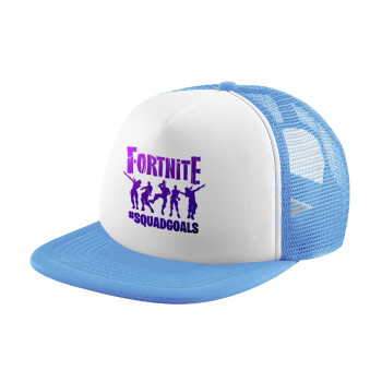 Fortnite #squadgoals, Καπέλο Soft Trucker με Δίχτυ Γαλάζιο/Λευκό