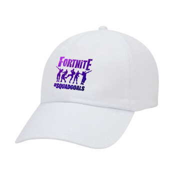 Fortnite #squadgoals, Καπέλο Baseball Λευκό (5-φύλλο, unisex)