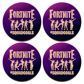 Fortnite #squadgoals, ΣΕΤ x4 Σουβέρ ξύλινα στρογγυλά plywood (9cm)