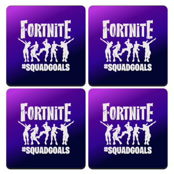 Fortnite #squadgoals, ΣΕΤ 4 Σουβέρ ξύλινα τετράγωνα (9cm)