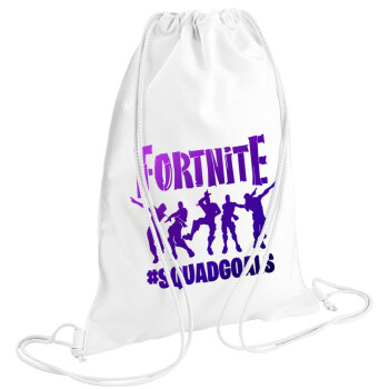 Fortnite #squadgoals, Τσάντα πλάτης πουγκί GYMBAG λευκή (28x40cm)
