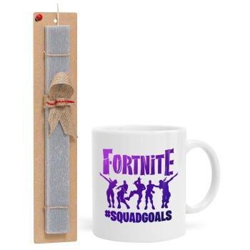 Fortnite #squadgoals, Easter Set, Ceramic Cup (330ml) & Easter aromatic flat candle (30cm) (GRAY)
