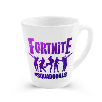 Fortnite #squadgoals, Κούπα κωνική Latte Λευκή, κεραμική, 300ml