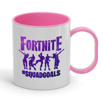 Fortnite #squadgoals, Κούπα (πλαστική) (BPA-FREE) Polymer Ροζ για παιδιά, 330ml