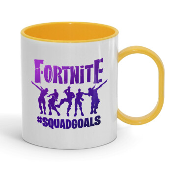 Fortnite #squadgoals, Κούπα (πλαστική) (BPA-FREE) Polymer Κίτρινη για παιδιά, 330ml