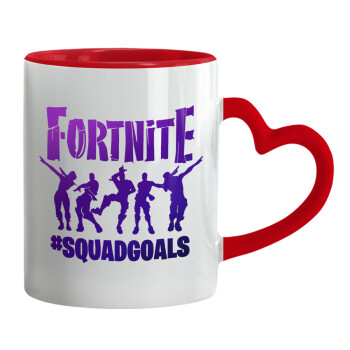 Fortnite #squadgoals, Mug heart red handle, ceramic, 330ml