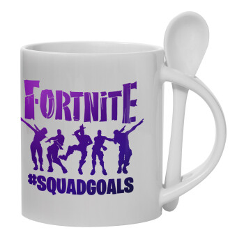 Fortnite #squadgoals, Κούπα, κεραμική με κουταλάκι, 330ml (1 τεμάχιο)