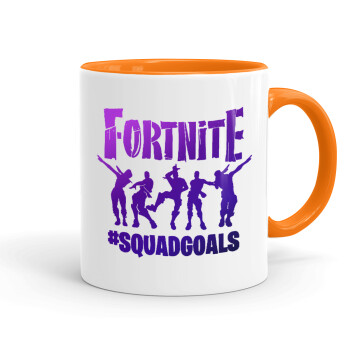 Fortnite #squadgoals, Κούπα χρωματιστή πορτοκαλί, κεραμική, 330ml