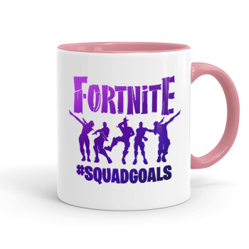 Fortnite #squadgoals, Κούπα χρωματιστή ροζ, κεραμική, 330ml