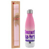 Easter Set, Metallic pink/white (Stainless steel) thermos, double-walled, 500ml & aromatic flat Easter candle (30cm) (PINK)