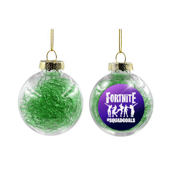 Fortnite #squadgoals, Χριστουγεννιάτικη μπάλα δένδρου διάφανη με πράσινο γέμισμα 8cm