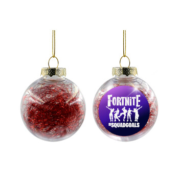 Fortnite #squadgoals, Χριστουγεννιάτικη μπάλα δένδρου διάφανη με κόκκινο γέμισμα 8cm