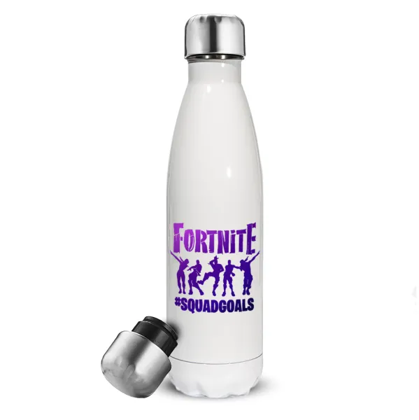 Fortnite #squadgoals — Metal mug thermos White (Stainless steel), double wall, 500ml