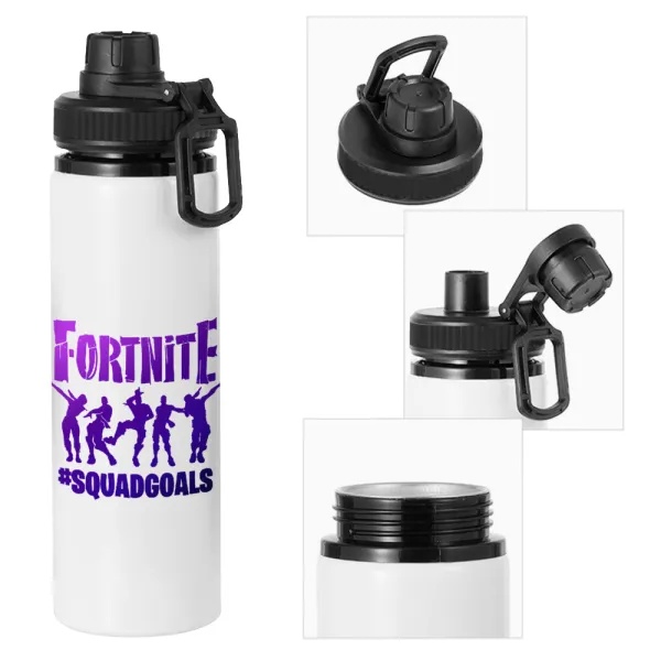 Fortnite #squadgoals — Metal water bottle with safety cap, aluminum 850ml