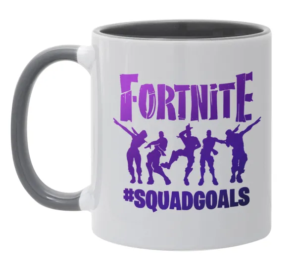 Fortnite #squadgoals — Κούπα χρωματιστή γκρι, κεραμική, 330ml