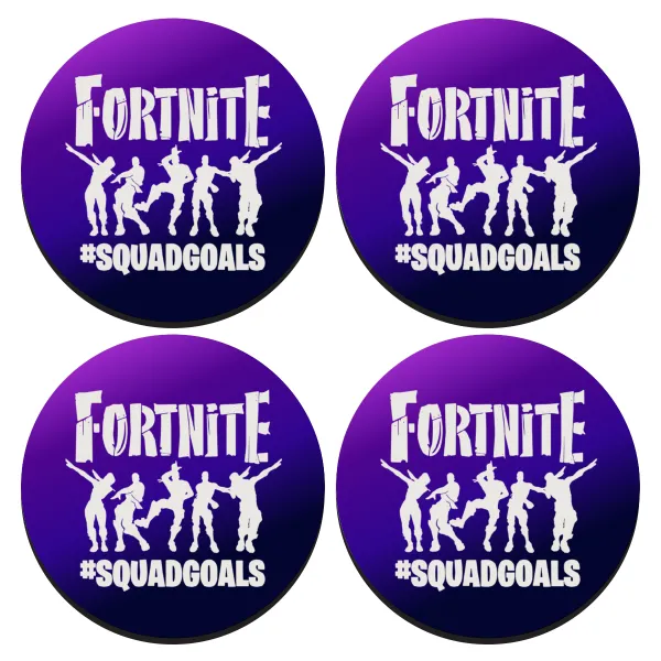 Fortnite #squadgoals — ΣΕΤ 4 Σουβέρ ξύλινα στρογγυλά (9cm)