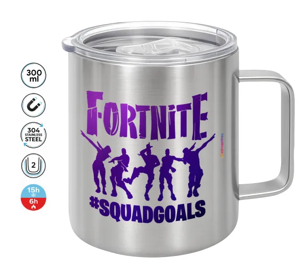 Fortnite #squadgoals — Double-walled stainless steel mug 300ml with temperature-retaining lid