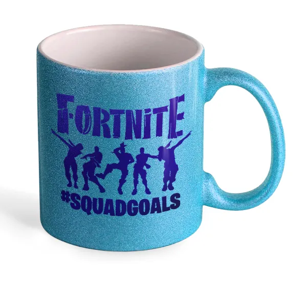 Fortnite #squadgoals — Light blue glitter mug that sparkles, ceramic, 330ml