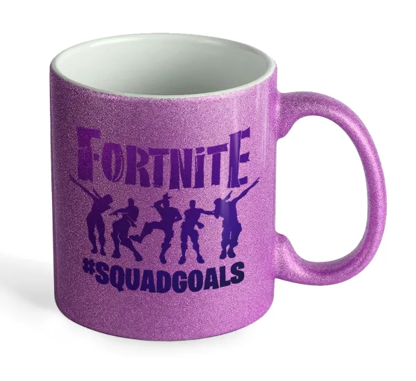Fortnite #squadgoals — Κούπα Μωβ Glitter που γυαλίζει, κεραμική, 330ml