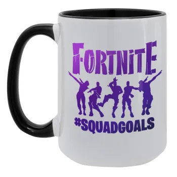Fortnite #squadgoals, Κούπα Mega 15oz, κεραμική Μαύρη, 450ml
