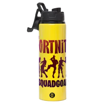 Fortnite #squadgoals, Metallic water bottle with safety lid, 850ml aluminum