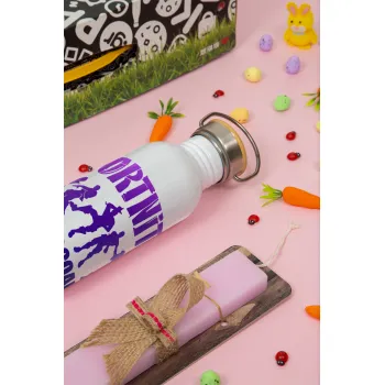 Fortnite #squadgoals, Easter Set, SS Metallic water bottle (620ml, stainless steel) & scented flat Easter candle (30cm) (PINK)