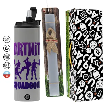 Fortnite #squadgoals, Easter candle with Grey Tumbler Thermo 600ml & aromatic flat candle (30cm) (GREY)