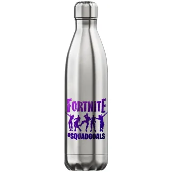 Fortnite #squadgoals, Μεταλλικό παγούρι θερμός Inox (Stainless steel), διπλού τοιχώματος, 750ml